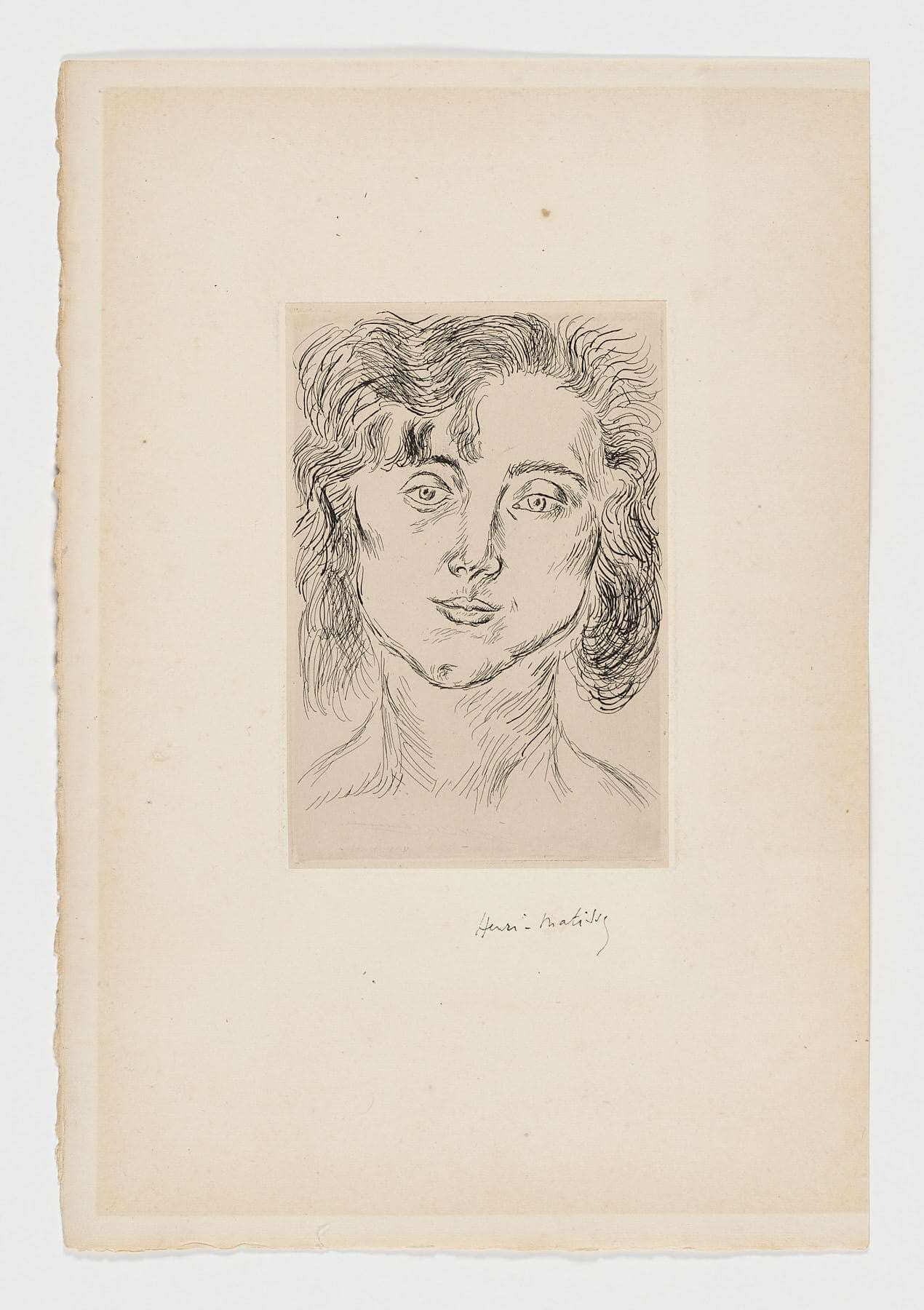 Original graphic artwork by Henri Matisse for Cinquante Dessins, signed etching and Chine-collé on cream paper, self-published by Matisse.