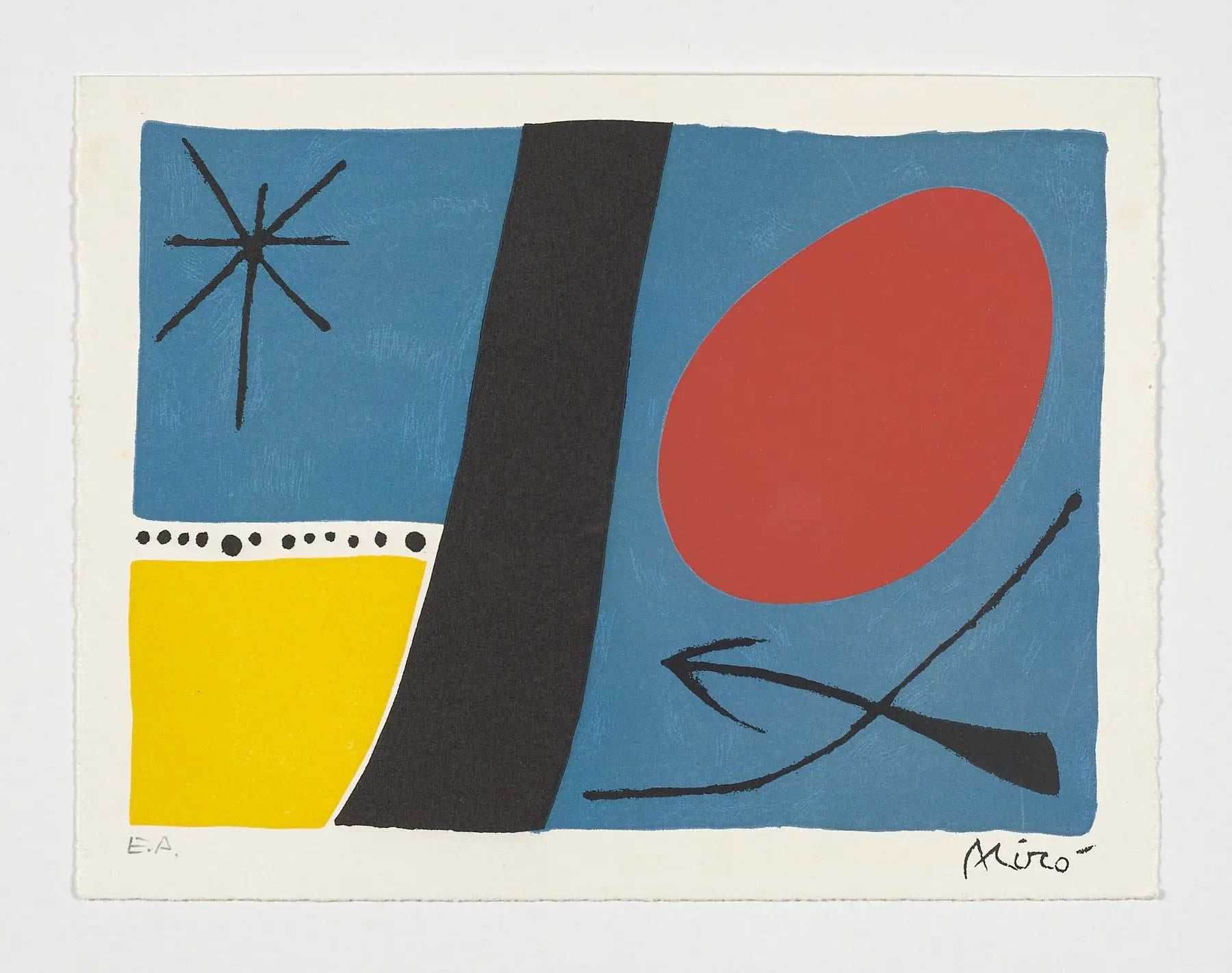 Xilografía original firmada de Joan Miró – Felicitación de 1971 para la imprenta Fequet-Baudier, edición de artista (E.A.), obra gráfica certificada